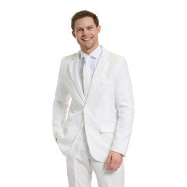 Offstream Men's Party Costume - 2 Piece Casual Suit Outfit - White L