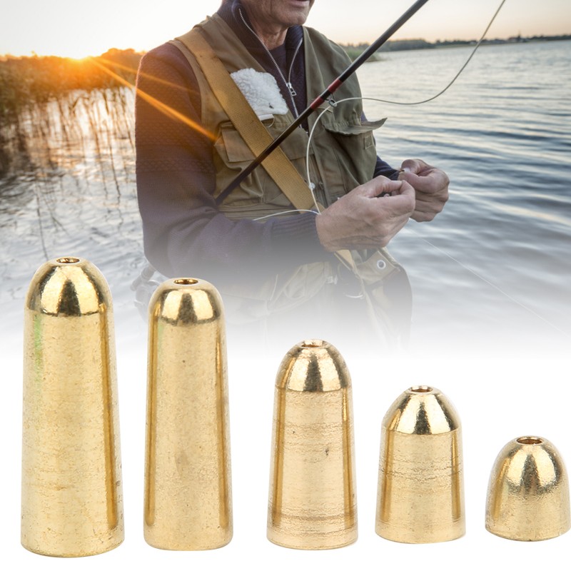 T0048 75PCS 5size Brass Weights Fishing Sinkers with 5size Plastic