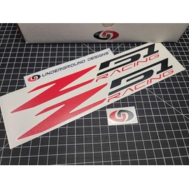 Z51 Racing Decals (2pk) Corvette 12" Rocker Stickers C5 C6 Grandsport C7 C8 Stingray LSX LTX (Gloss Red & Black)