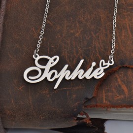 Heart Name Necklace for Women Silver Jacob Ideal