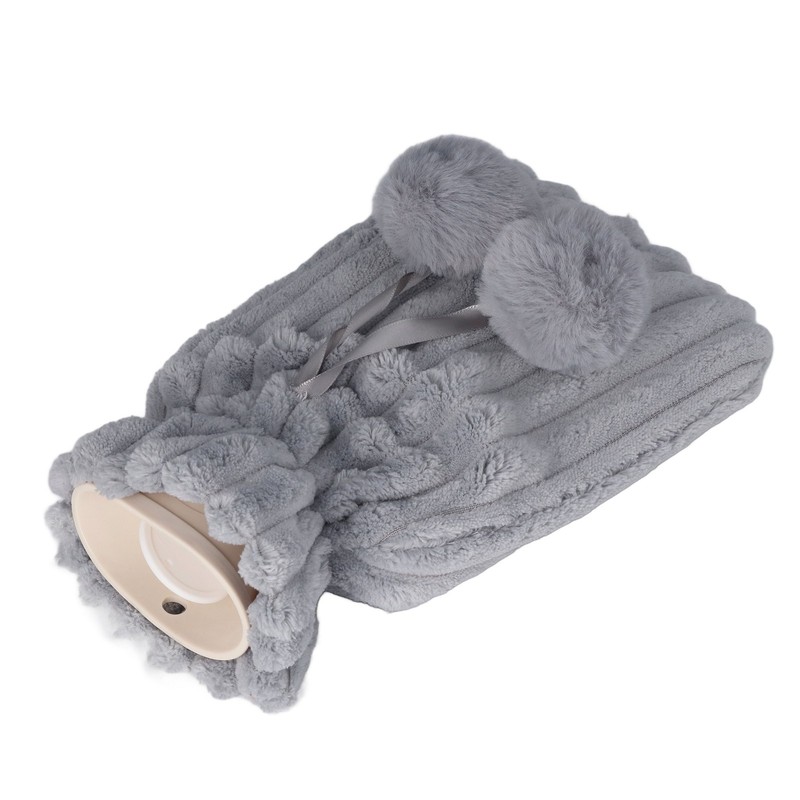 Hot Water Bag PVC Plush Fabric Cover Wide Mouth Design