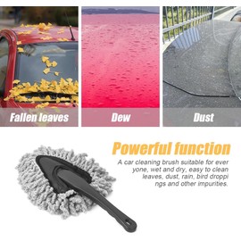 JNNJ 2 Piezas Car Duster, Cepillo de Limpieza de Plumero de Coche, Cepillo de Limpieza de Microfibra con Mango, Mini Plumero para Coche, Universal (Gris)