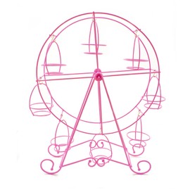 Zoie + Chloe Ferris Wheel Cupcake Stand - Decorative Cupcake Holder for Parties - Spinning Display for Serving Pastry, Treats & Desserts - Easy-to-Clean, Fits 8 Small Cupcakes - 14x4x17, Rose Pink