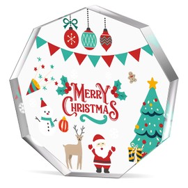 Jumkook Merry Christmas Sign Santa Claus Reindeer and Snowman Acrylic Decorative Signs Plaques Farmhouse Christmas Sign Snowman Christmas Ornament for Office Desk Bookshelf 4 x 4 Inch