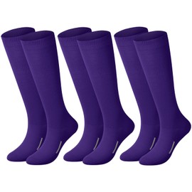 Haysandy 3 Pairs Baseball Socks Bulk Softball Sock Youth High Long Tube Soccer Football Team Boys Girls Adults Sport Sock(Purple,M)