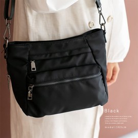 VITAFELICE nsb-30012z Women's 10 Pocket Nylon Shoulder Bag, Black