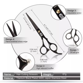 CIICII Hair Cutting Scissors Shears Kit, Professional Hairdressing Scissors S...