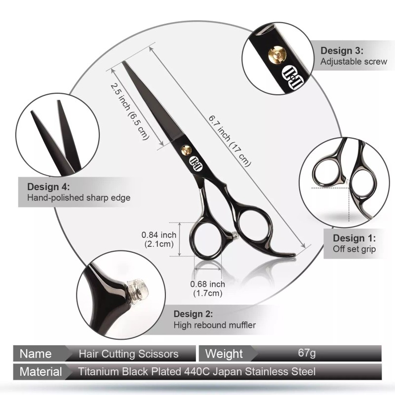 CIICII Hair Cutting Scissors Shears Kit, Professional Hairdressing Scissors S...