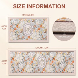 LAIMIJIN Kitchen Rugs, 2pcs Non-Slip Cushioned Kitchen Mats for Floor, Anti Fatigue PVC Leather Standing Mats Soft Waterproof Kitchen Rugs Set for Kitchen, Laundry, Sink (17"x47"+17"x29.5", Beige)