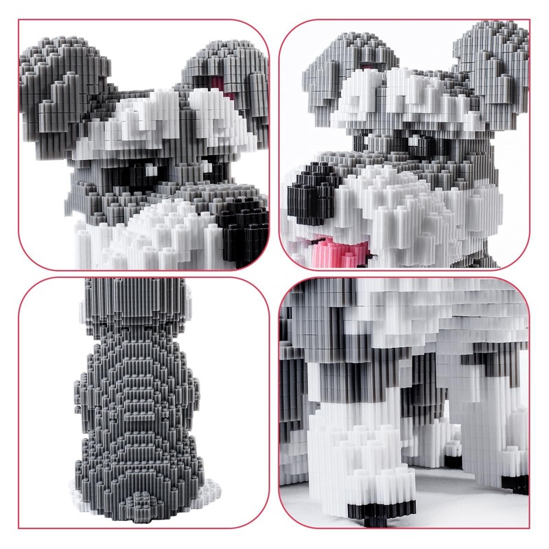 AHZILEI Schnauzer Dog 7100 Piece Micro Building Blocks Set for