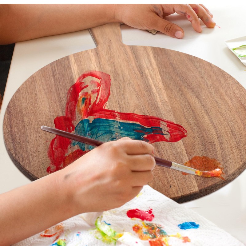 Patelai 12 Piece Round Wood Cutting Board Pizza Peel with