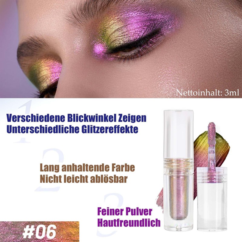Liquid Chameleon Eyeshadow, Metallic Shimmer Changing Liquid Eyeshadow, Long-Lasting &