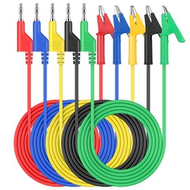 AMTOVL Multimeter Banana Plug to Alligator Clip, 5Pcs Stackable 4mm Banana Plug to Crocodile Clips, 3.28ft/1m Flexible Cable Wire for Multimeter Electrical Testing, 1000V/15A