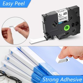 GREENCYCLE 2-Pack Compatible for Brother P Touch 1/4" 0.23" x 26.2ft Black on White AZE 211 TZe-211 TZe211 TZ211 Standard Laminated Label Tape for PT-D210 PTD400AD PT1230 PTH110 PT Cube Labeler