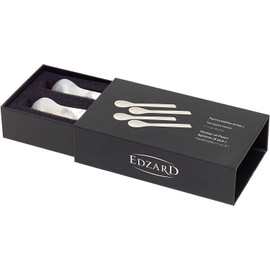 EDZARD Set of 4 Egg Spoons Mother of Pearl (Square Ends, Length 11 cm), Handmade, Real Sea Mother of Pearl, 100% Natural Product, Caviar Spoon, Mother of Pearl Spoon for Egg and Caviar, Elegant