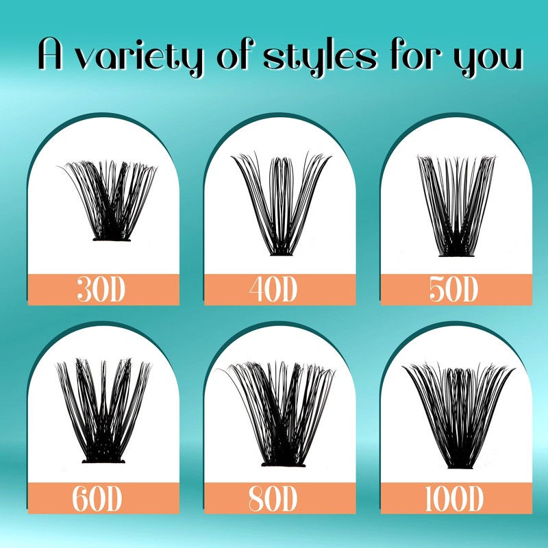 Individual Eyelashes, 80D/100D DIY Cluster Eyelashes, 0.07 D Curl, 10-18
