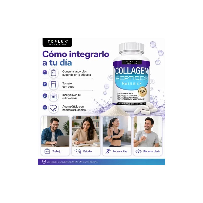 Multicolágeno 5 Tipos 1800 Mg Péptidos 90 Cápsulas