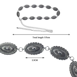 CHENGZI Carved Metal Waist Chain Ethnic Style Belt Retro Belt Accessories Women Skirt Belt Y2K Spicy Girl, Alloy, Alloy