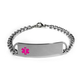 Aphasia Medical ID Alert Bracelet with Embossed Emblem from Stainless Steel. D-Style, Premium Series.