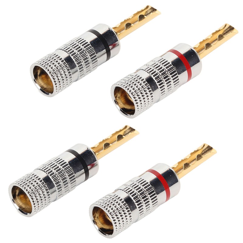 2 Pairs BFA Banana Plug 4mm Gold Plated Brass Serrated