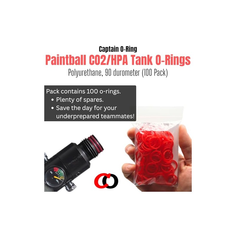 100 Poliuretano CO2/HPA tanque o-anillos (90 durómetro) [rojo]
