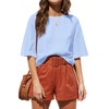 ANRABESS Women Linen Shirts Short Sleeve Oversized Casual Loose Crop