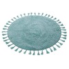 Voice7 Tasselled Duck Egg Round Bath Mat 100% Cotton, Non-Slip