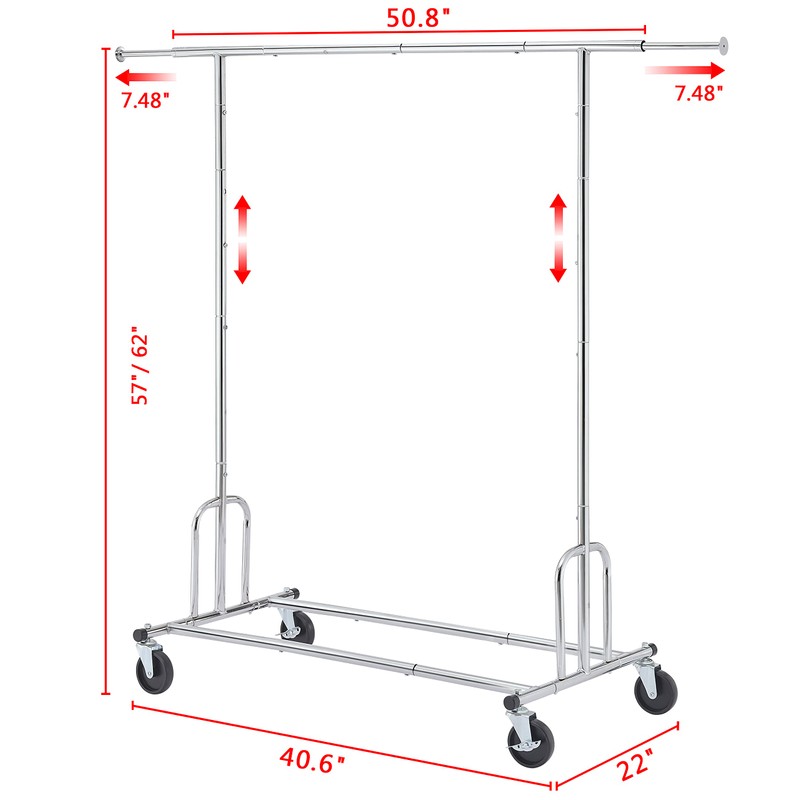 Tajsoon Heavy Duty Clothes Rack Foldable Garment Rack with Wheels