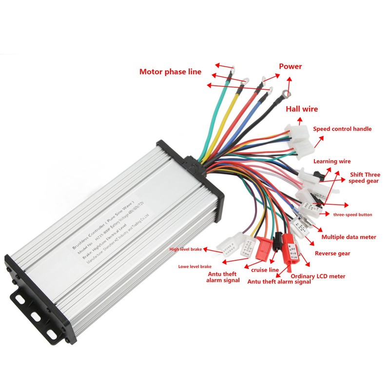 48V 60V 72V 800W Sine Wave Controller Brushless Motor Controller