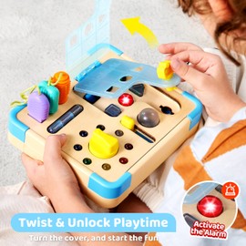 lalalark Electronic Busy Board – Montessori-Inspired Pretend Toy with 15 LED Lights & 9 Sound Effects, 5 Interactive Switches & Plugs, Sensory Fun, Early Development, Baby Toys Age 18M+ Old