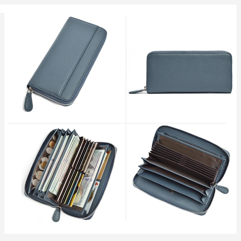 PORRASSO Women's Leather Wallet with RFID Blocking Large Purse Minimalist