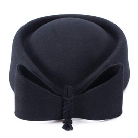Lawliet Ladies Teardrop Fascinator Wool Pillbox Hat Formal Racing Bowknot Dress Hat for Women (Black)(Size: One Size)