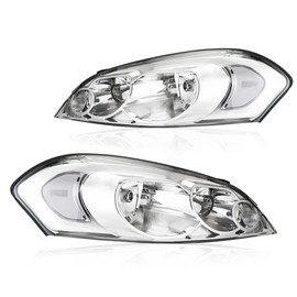 ALLGOOD Headlight Assembly Front Headlamp Compatible with Chevy Impala 2006-2013/ Fit Impala Limited 2014-2016/ Fit Monte Carlo 2006-2007 Chrome Housing Clear Lens white reflector