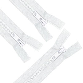ANPURZII 3PCS #5 12 Inch White Separating Jacket Zippers For Sewing Coats, Molded Plastic Bulk Zippers(White 12" 3PCS)