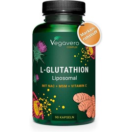Vegavero Reduced Glutathione | Liposomal Pureway-G | With NAC, Glycine, Glutamine, Vitamin C, Selenium, Milk Thistle & Curcuma Extract | Vegan & No Additives | German Production