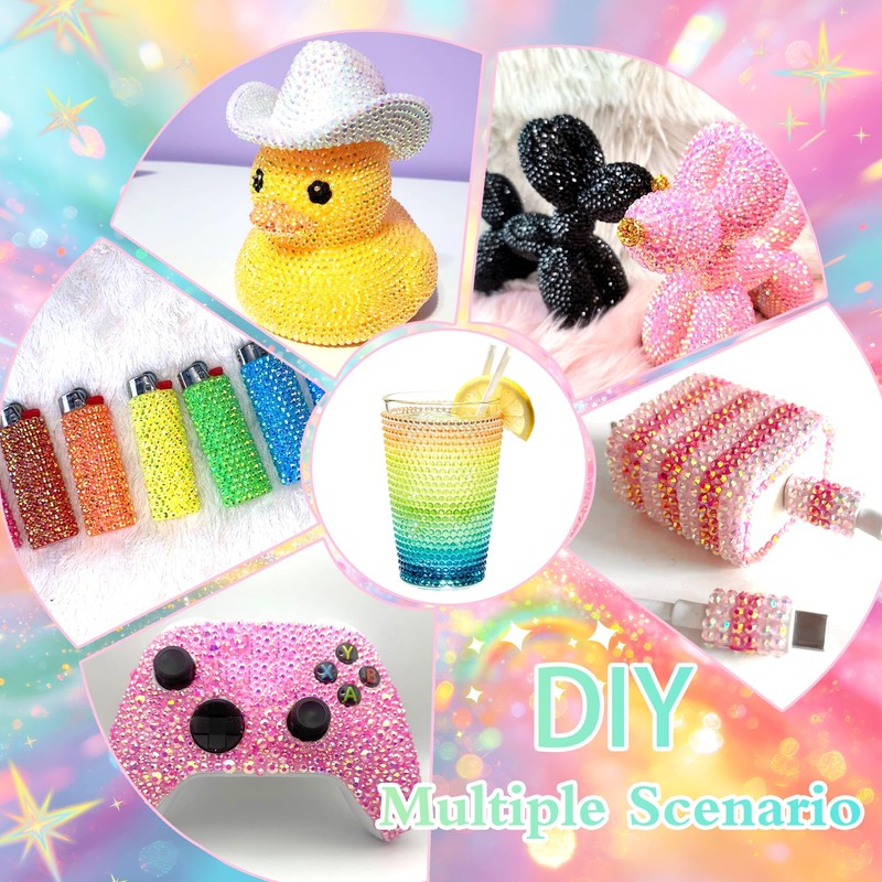 30000Pcs Resin Jelly Rhinestones with Tool Bedazzling Kit 3MM Diamond