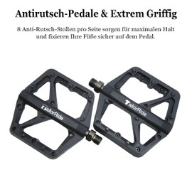TailorRide Bicycle Pedals 9/16 Inch - DU/Seal Bearing - 16 Non-Slip Pins - Mountain Bike Pedals Platform Pedals for Mountain Bikes BMX Road Bikes (Black)