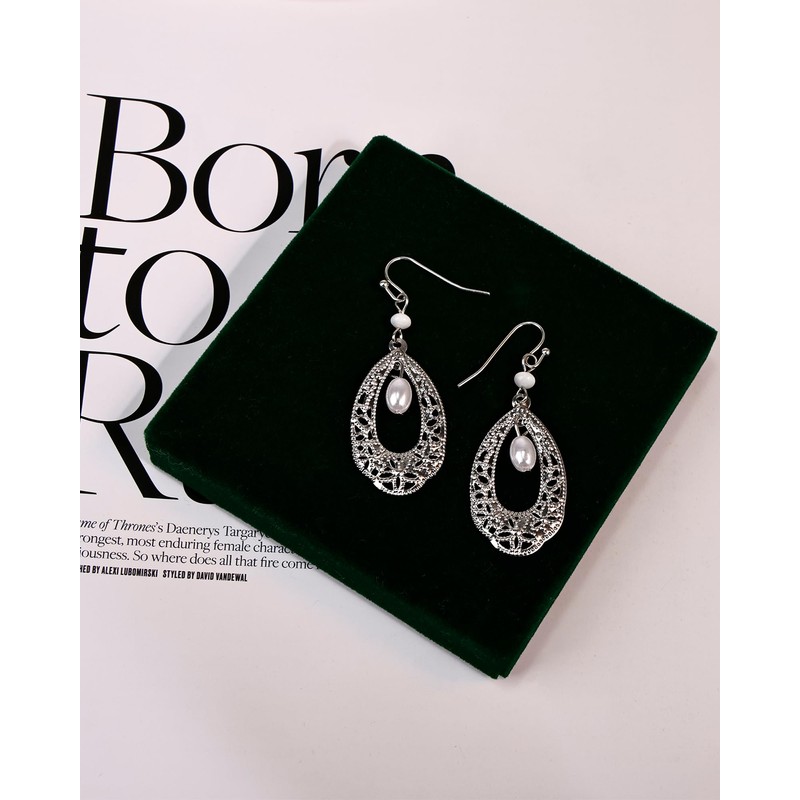 Aliyoham Boho Teardrop Earrings for Women, Sterling Silver Dangle Earrings