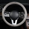 GZE PU Leather Steering Wheel Cover Crocodile Pattern Durable Anti-Slip