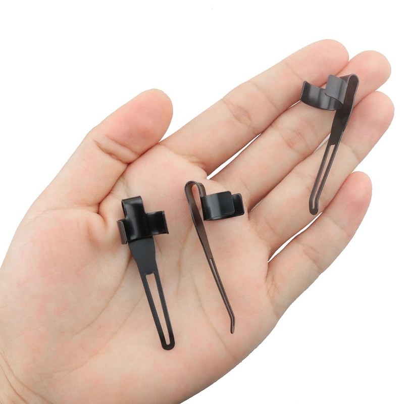 ITROLLE Flashlight Pocket Clip 25PCS Flashlight Pocket Black Stainless Steel