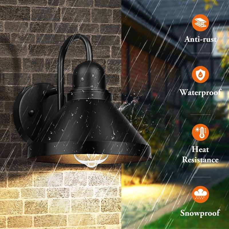 Brightever Gooseneck Outdoor Light Fixtures, 2-Pack Farmhouse Barn Lights for