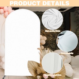Arch Backdrop Cover, Wedding Arch Cover Backdrop Fabric Spandex Fitted Arch Backdrop Panels, Round Top Arch Backdrop Stand Cover for Birthday Party Wedding Banquet Arch Stand Decoration (2.6 x 6Ft)