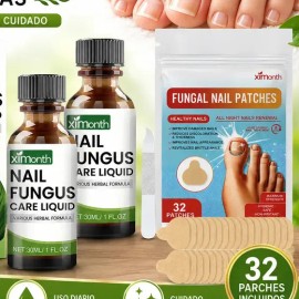 3pcs Set Líquido Y Parches Para Cuidado Y Belleza De Uñas,Líquido Para Hongos En Uñas - Cura Hongos Y Onicomicosis,hongos unas,liquido para hongos en unas