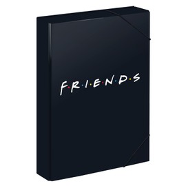 Baagl Notebook Box for School Bag - A4 Folder for Children with Elastic Band and Inner Flaps - Collection Folder with Elastic Band for Boys Girls (Friends)