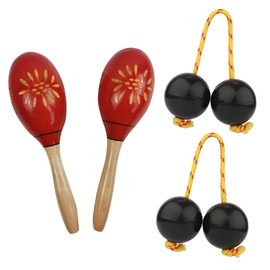 SALUDABLE Maracas Pachica Asarat Musical Instrument Shaker Percussion Red Wooden Set