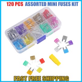 120Pcs 2A-35A Assortment Low Profile Micro Mini Blade Fuse Set Kit Car Truck
