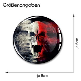 4 x Gel Sticker for Hub Caps, 60 mm Diameter, Rim Sticker for Rims, Emblem Doming for Car, Tuning Accessories, DM007 (No. 1 Scull Bicolor, Gel Sticker Set)