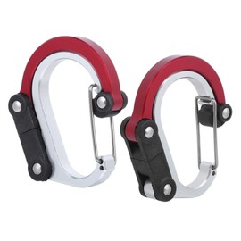 2-Piece Carabiner Hook Aluminium Carabiner Hook Outdoor Multifunctional Quick Release Outer Buckle for Camping Hiking (Red)