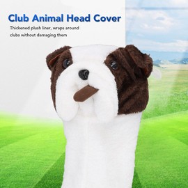 Golf Headcover, Adorable Cartoon Dog Club Head Protector Washable Plush Cloth Thickened Liner Shock Proof Club Protective Headcover for Accessory