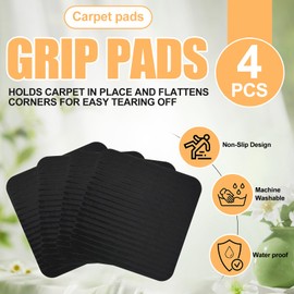 Poraceous Teppich Antirutschunterlage, Waschbare Antirutsch Pads für Sicheren Halt, Wiederverwendbarer Rutschmatte, Quadratischer Teppiche Aufkleber, für Teppich Antirutsch (10x10cm 4 Stück, Schwarz)